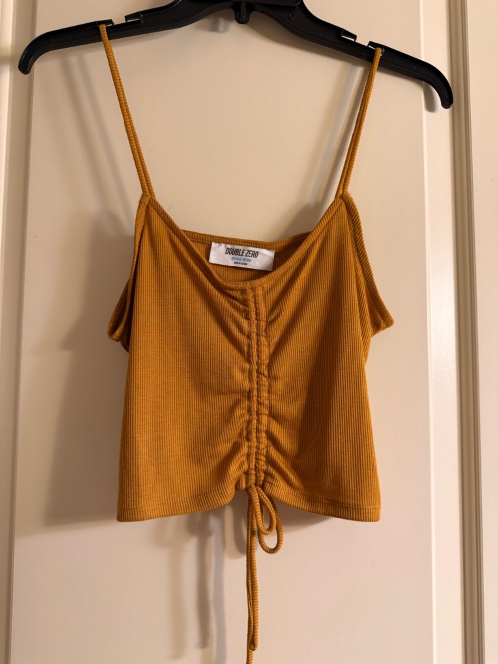 Double Zero Mustard Ribbed Drawstring Cami